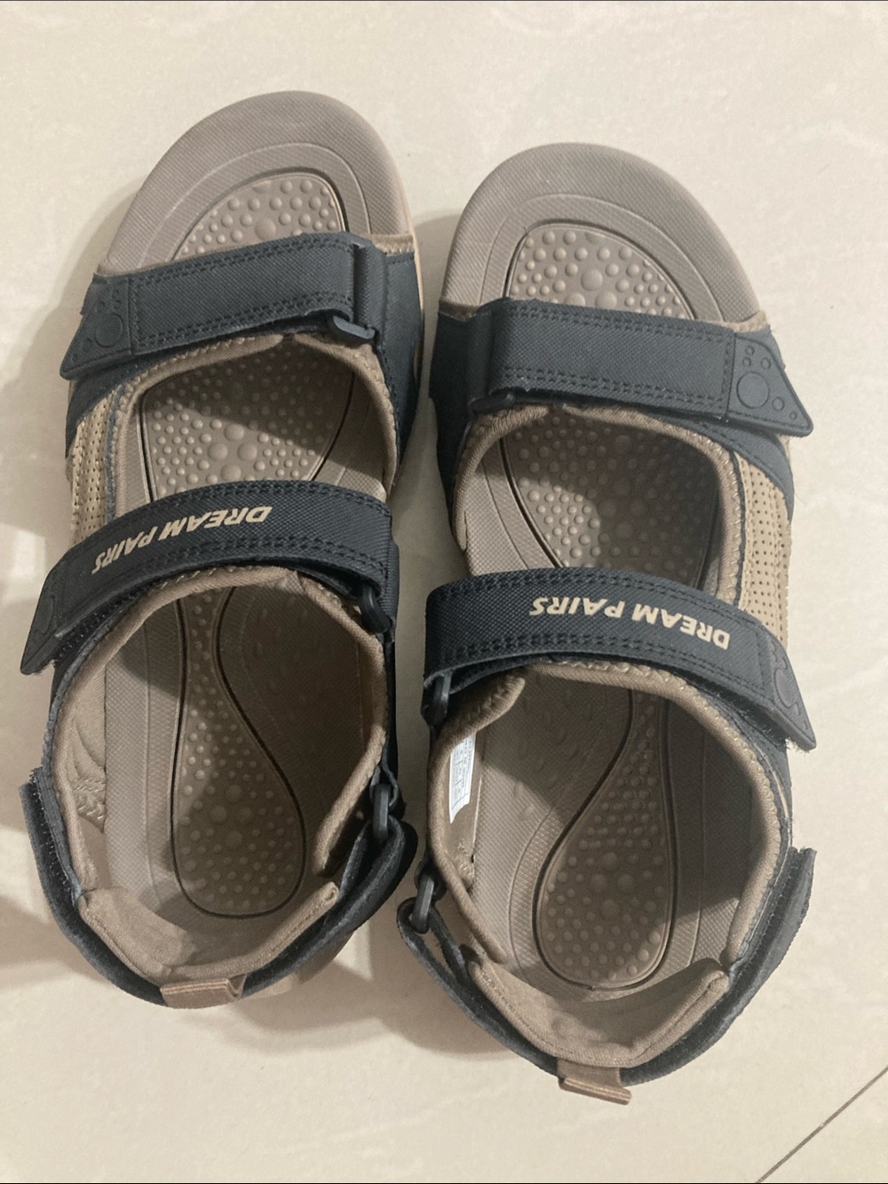 Dream Pairs Kids Taupe and Black Hook-and-Loop Sport Sandals